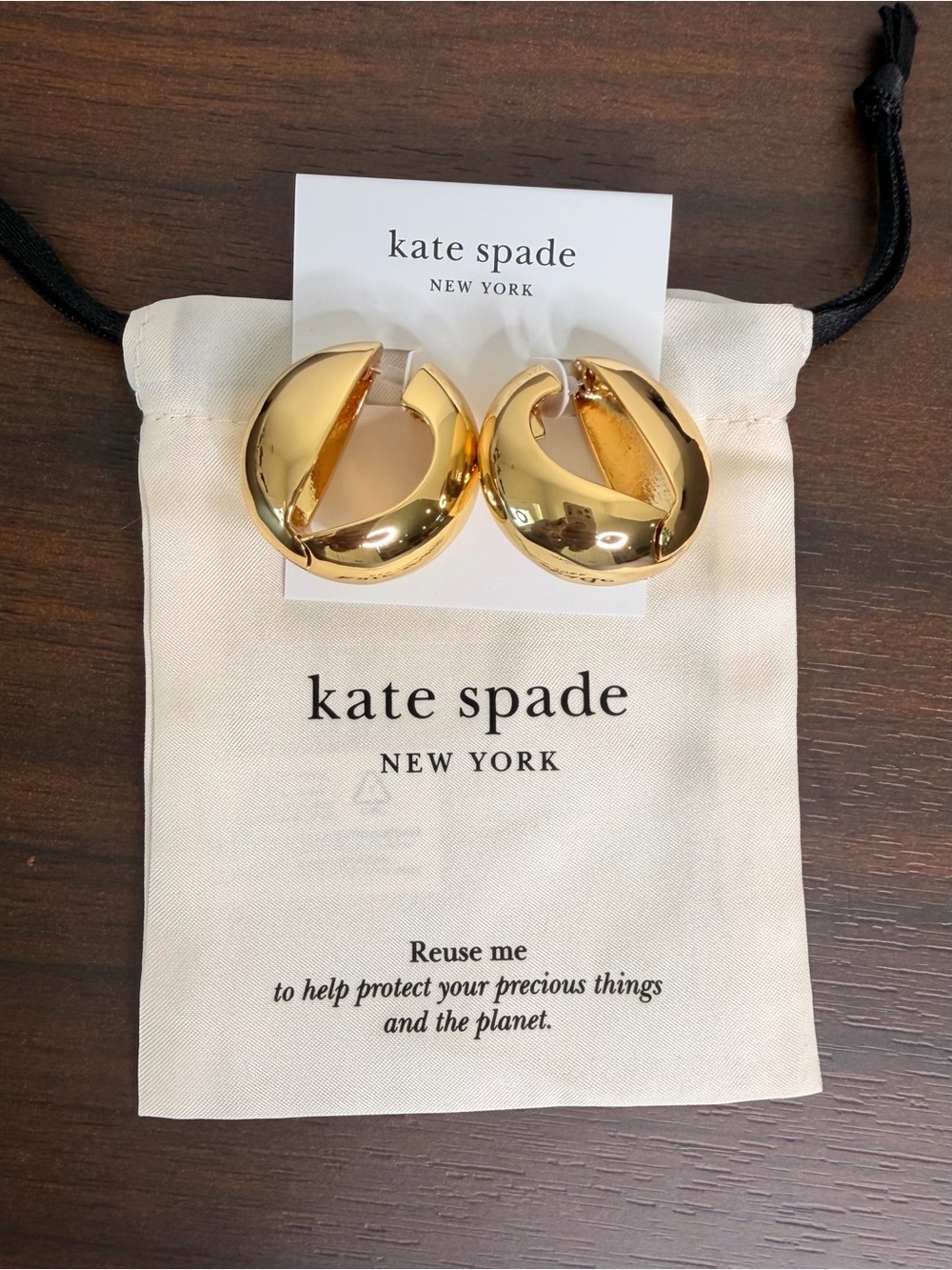 kate spade polished gold sculptural hoop earrings